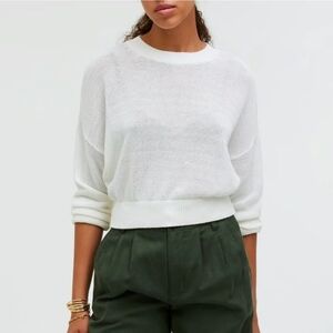 MADEWELL Loose Knit Sweater White Cotton Large